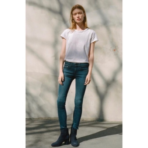 RAG & BONE Women’s High Rise Ankle Skinny Alembic Blue Raw Hem Jeans EUC Size 25 - Picture 4 of 10